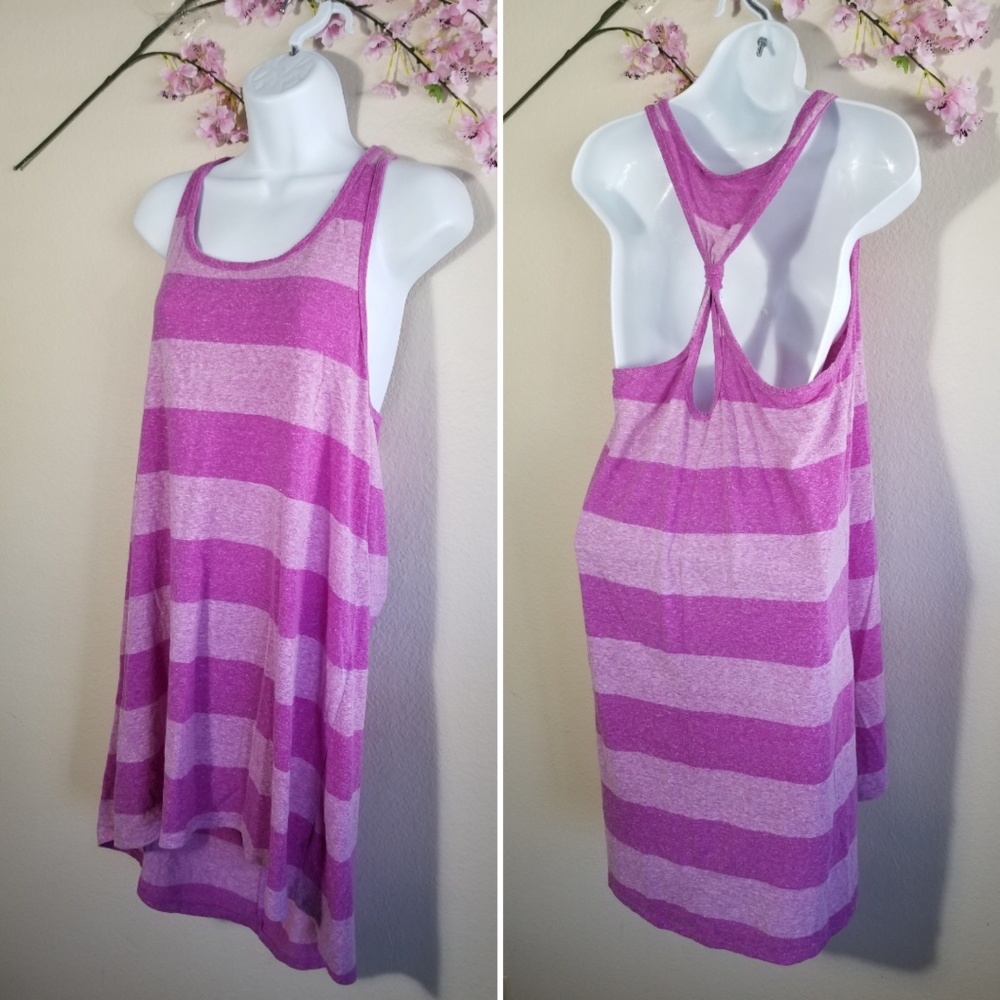 Bottoms Out Gal racerback striped high low dress